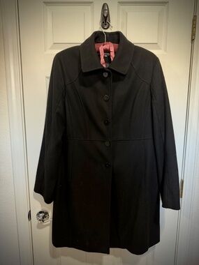 Kenneth Cole Reaction Black Wool Blend Coat  ~ Size 14